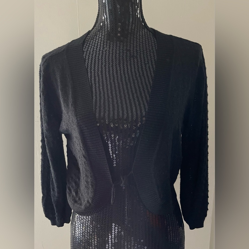 George Black Silver Sparkle Shrug Cardigan Size Large